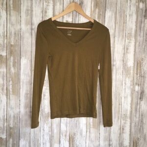 A New Day Mustard V Neck Long Sleeve Tee